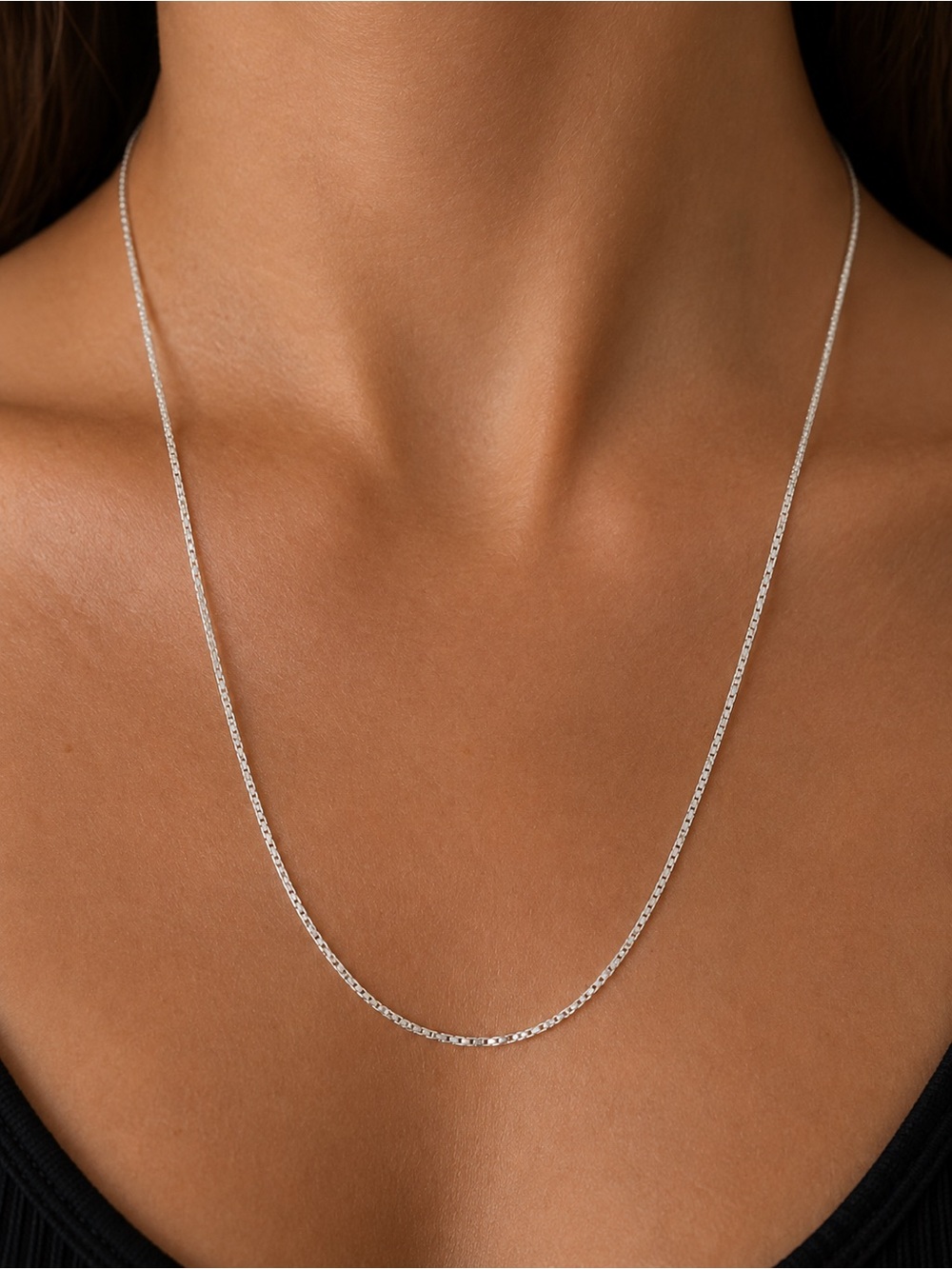 Sterling Silver Box Chain w/ Strong Lobster Clasp 1MM 24 Inches 6.2 GR Necklace